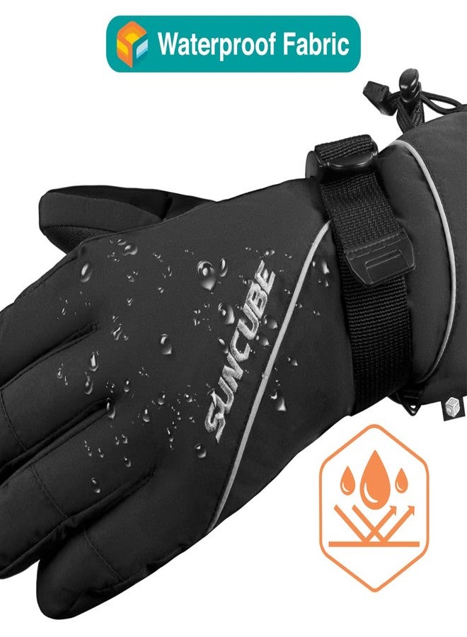 Suncube SUN CUBE Premium Ski Gloves Men, Waterproof Snow Gloves for Adults, Mens Snowboard Gloves & Skiing Gloves Winter Gloves for Snowboarding Cold Weather Warm Insulated Gloves Men Women (Black Medium) - Image 2